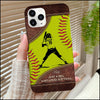 Just A Girl Who Loves Baseball Softball Custom Name And Number Sport Girl Gift Leather Background Phone case HLD16JUN23NY1