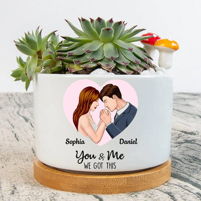 Personalized Couple Heart God Knew My Heart Needed You Valentine Mother's Day Birthday Gift Ceramic Plant Pot HLD04APR23NY1 Ceramic Plant Pot Humancustom - Unique Personalized Gifts