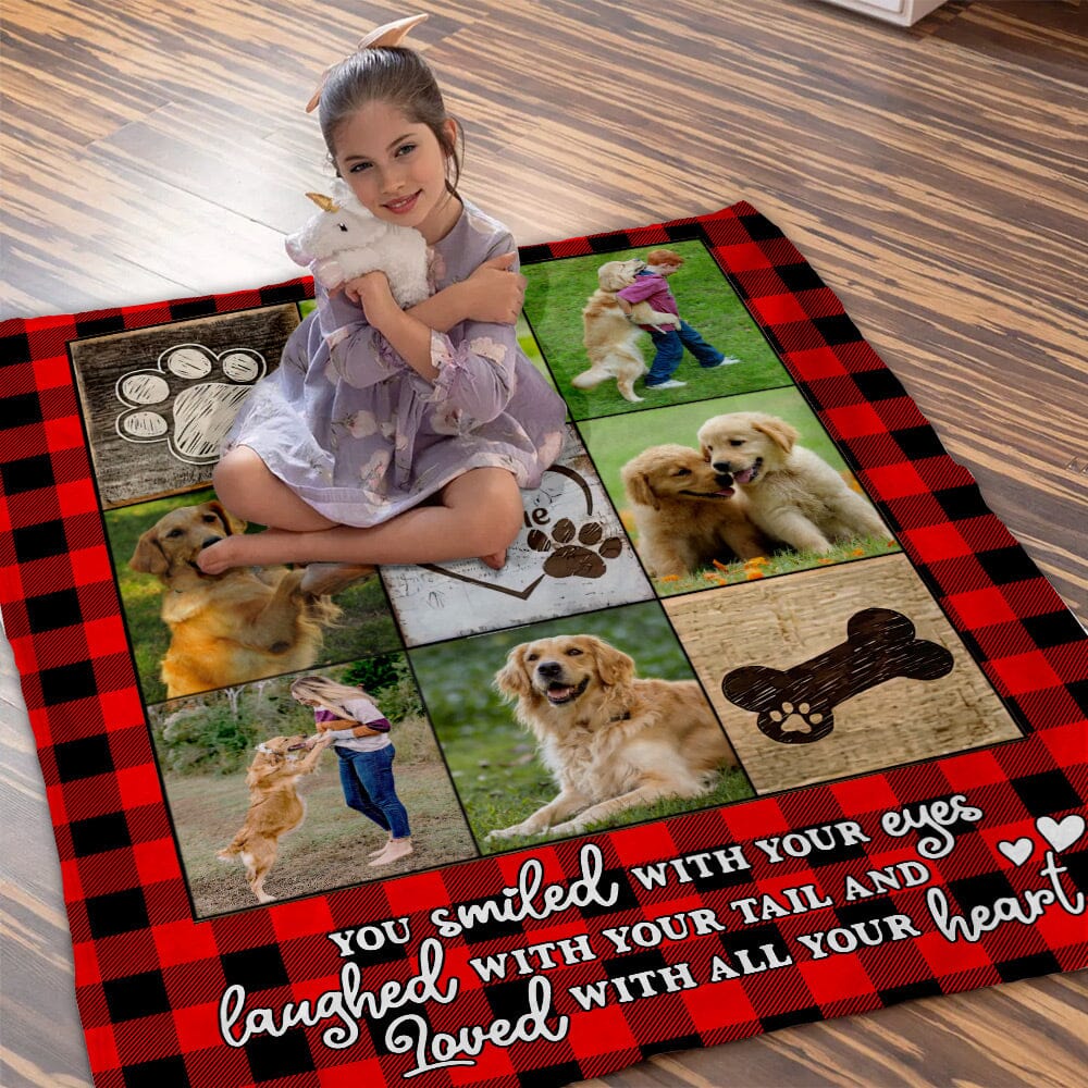 Personalized Memorial Custom Photo Puppy Pet Dog Loss Gift You Smiled With Your Eyes Blanket LPL24NOV23NY1 Fleece and Sherpa Blanket HumanCustom - Unique Personalized Gifts Made Just for You 