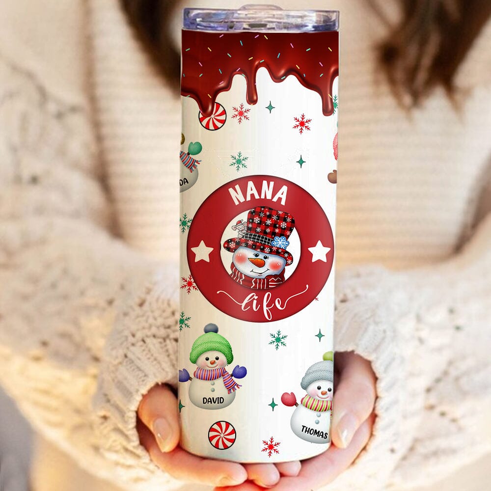 Christmas Grandma Snowman With Kids - Personalized Skinny Tumbler - NTD06DEC23NY2 Skinny Tumbler HumanCustom - Unique Personalized Gifts Made Just for You 