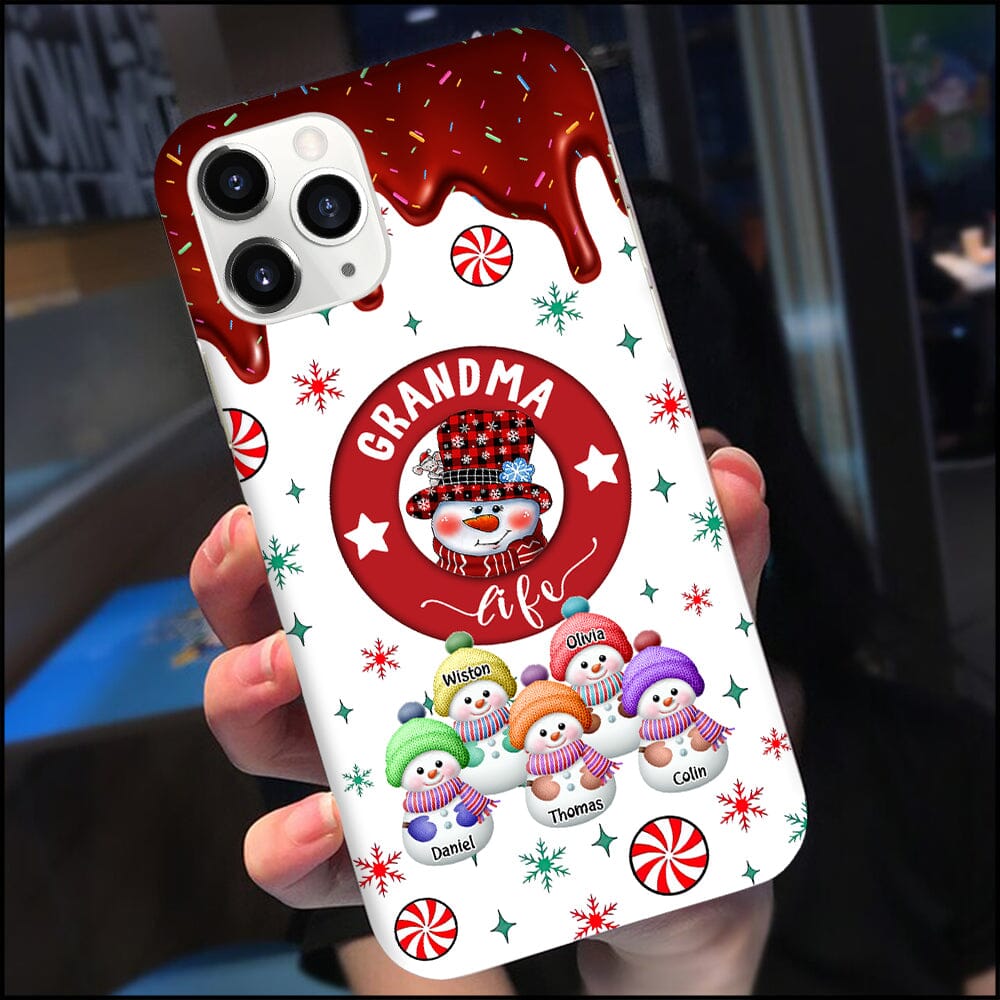 Christmas Grandma Snowman With Kids - Personalized Phone Case - NTD07DEC23NY1 Silicone Phone Case HumanCustom - Unique Personalized Gifts Made Just for You 