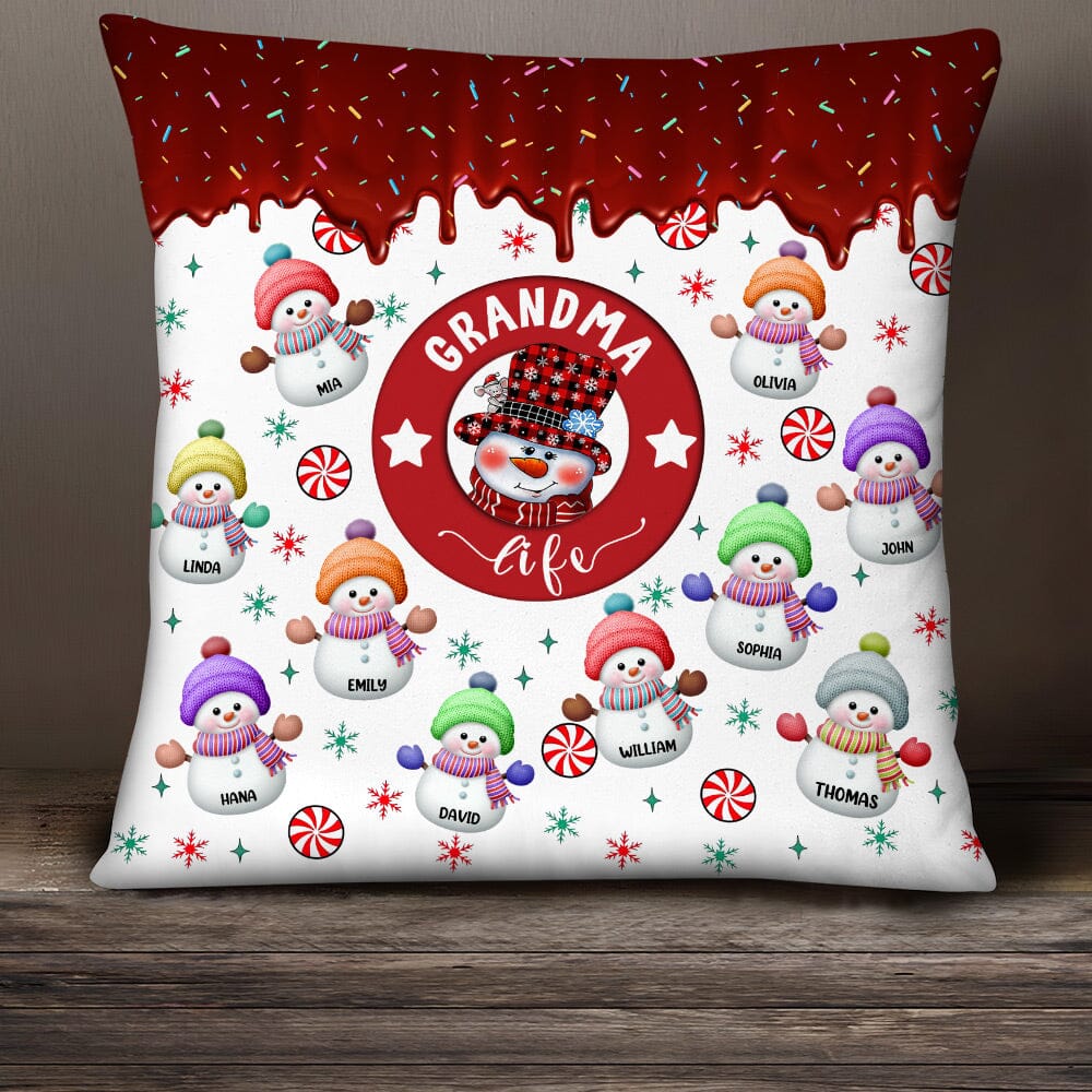 Christmas Grandma Snowman With Kids - Personalized Pillow - NTD08DEC23NY2 Pillow HumanCustom - Unique Personalized Gifts Made Just for You 