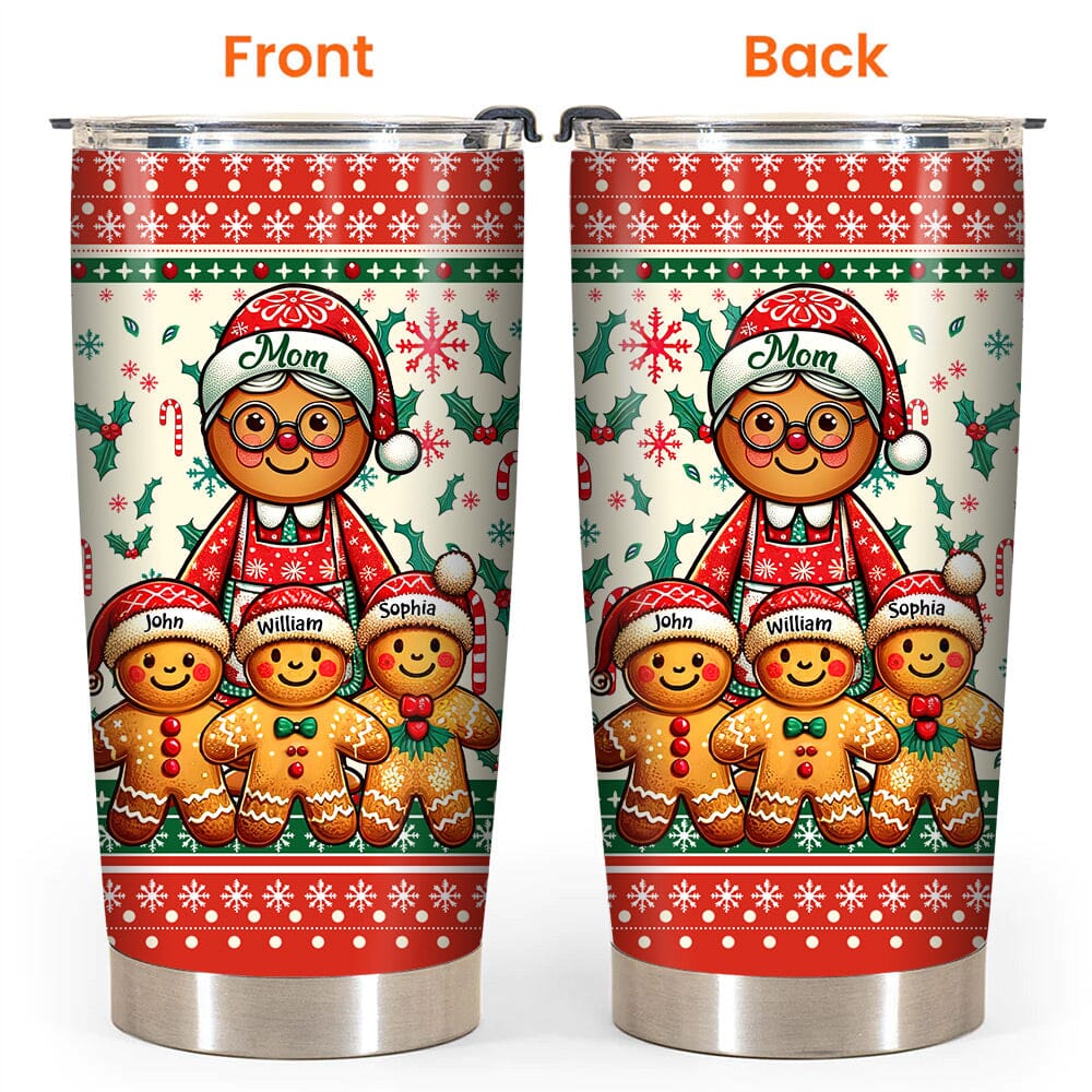 Personalized Christmas Stainless Steel Tumbler - Custom Grandma And Kids Gingerbread - NTD11DEC23NY1 Stainless Steel Tumbler HumanCustom - Unique Personalized Gifts Made Just for You 