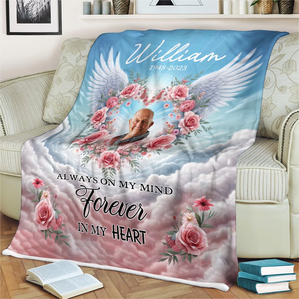 Personalized Angel Wings Memorial Blanket Custom Photo - A Big Piece Of My Heart Lives In Heaven - NTD14DEC23NY2 Fleece Blanket HumanCustom - Unique Personalized Gifts Made Just for You 