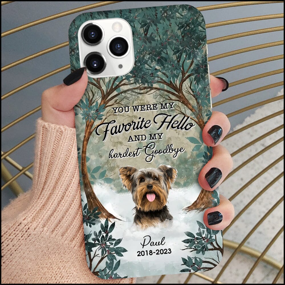 Memorial Upload Puppy Pet Dog Photo In Forest, You Were My Favorite Hello And My Hardest Goodbye Personalized Phone Case LPL28NOV23NY1 Silicone Phone Case HumanCustom - Unique Personalized Gifts Made Just for You 