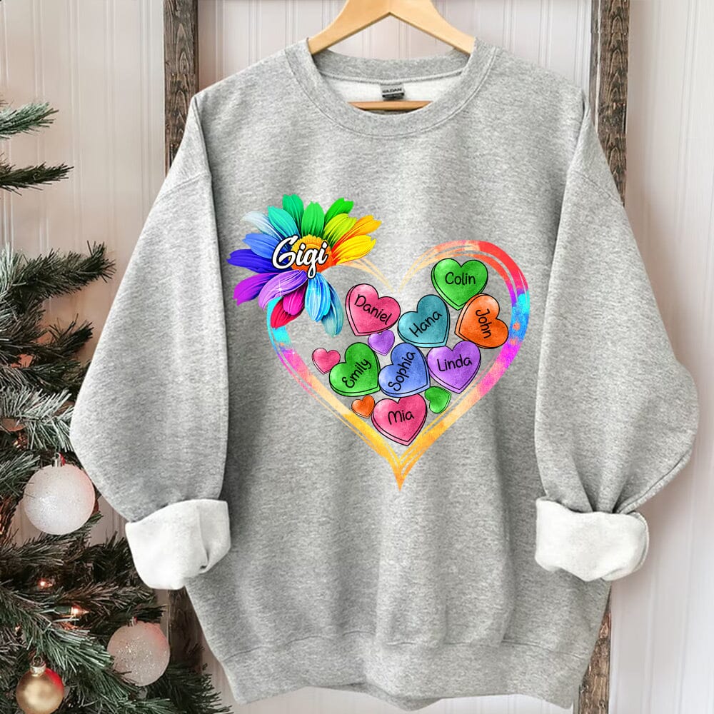 Colorful Sunflower Grandma Mom Heart Loads Of Love Personalized Sweatshirt LPL13NOV23NY3 White Sweatshirt HumanCustom - Unique Personalized Gifts Made Just for You 