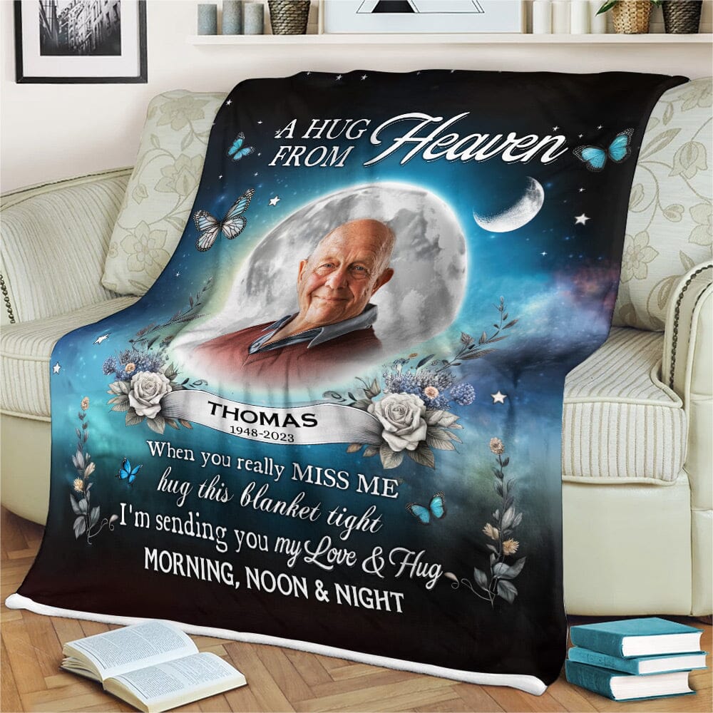 Personalized Custom Photo Blanket - A Hug From Heaven - NTD15DEC23NY1 Fleece Blanket HumanCustom - Unique Personalized Gifts Made Just for You 