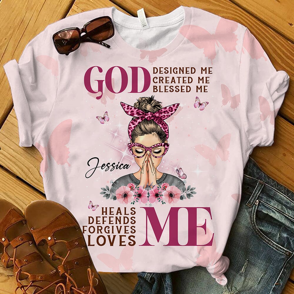 Personalized God Woman Praying God Blessed Me Forgives Me 3D T-shirt LPL19OCT23NY2 3D T-shirt HumanCustom - Unique Personalized Gifts Made Just for You 