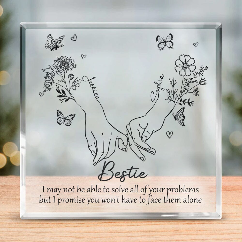 Bestie Sister Bestfriend Flower Pinky Promise, I'll Be There Personalized Acrylic Plaque LPL01DEC23VA1 Acrylic Plaque HumanCustom - Unique Personalized Gifts Made Just for You 