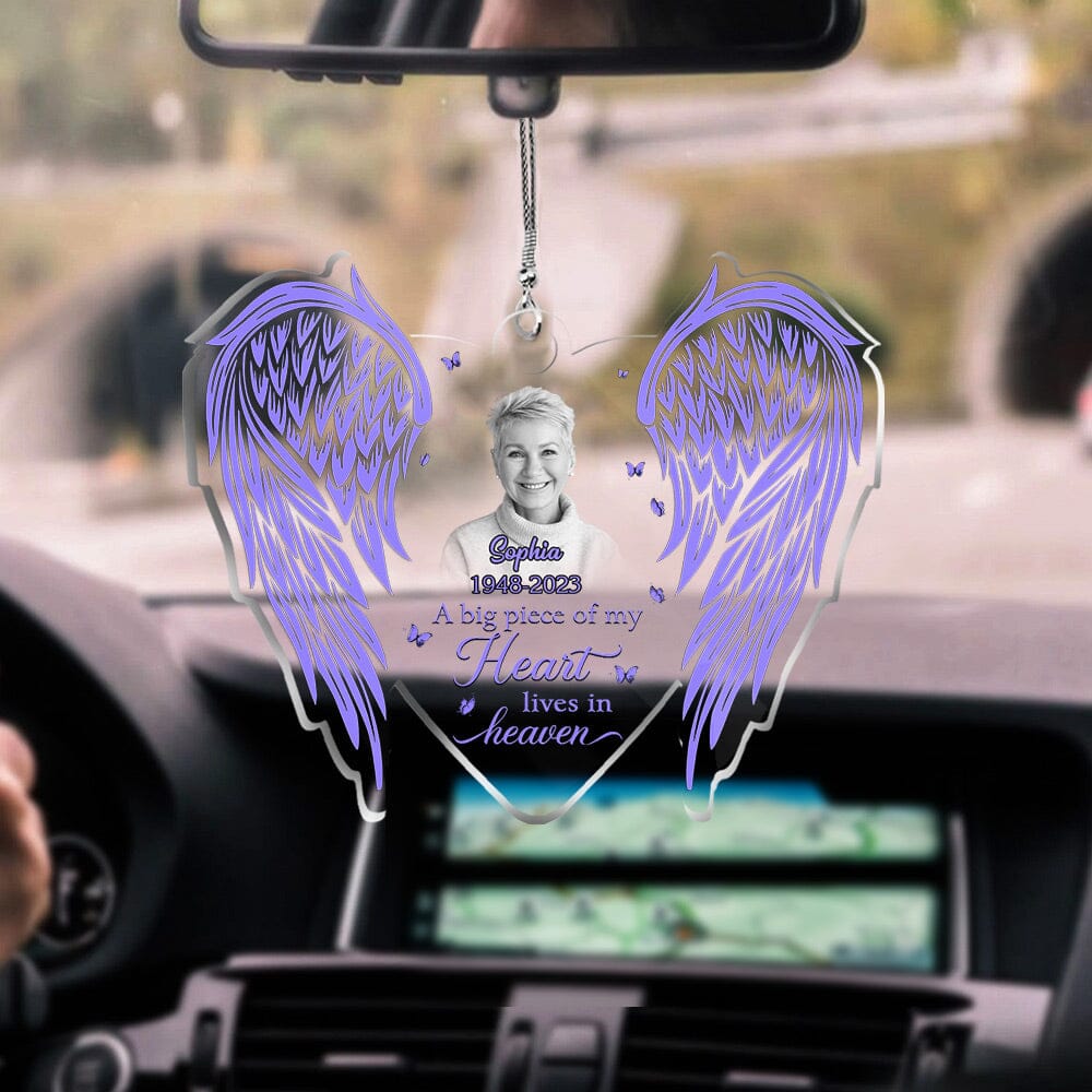 Personalized Memorial Car Ornament - A Big Peace Of My Heart lives in Heaven - NTD13OCT23NY1 Car Ornament HumanCustom New 