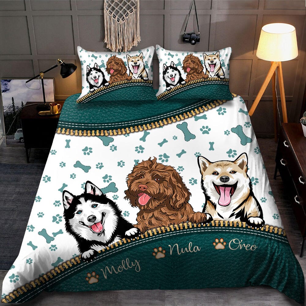 Personalized Dog Mom Dad Puppy Pet Dogs Lover Leather Pattern Bedding Set LPL07DEC23NY1 Bedding Set HumanCustom - Unique Personalized Gifts Made Just for You 