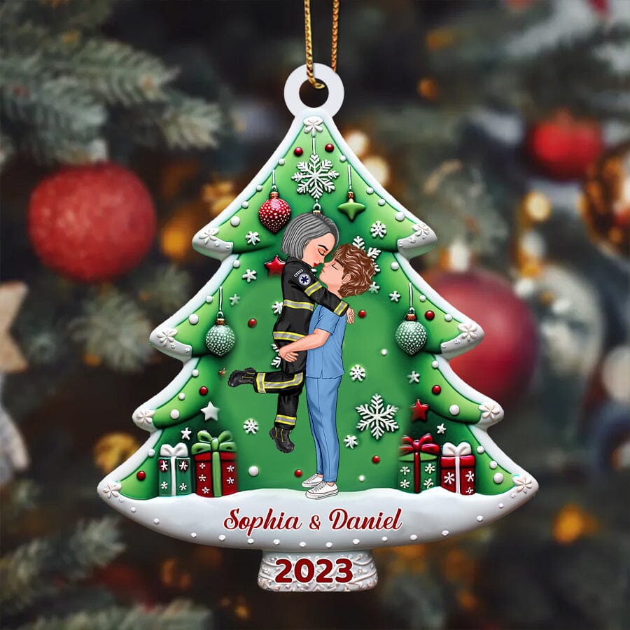 Couple Christmas Tree Personalized Acrylic Ornament NVL27OCT23NY1 Acrylic Ornament HumanCustom - Unique Personalized Gifts Made Just for You Pack 1 