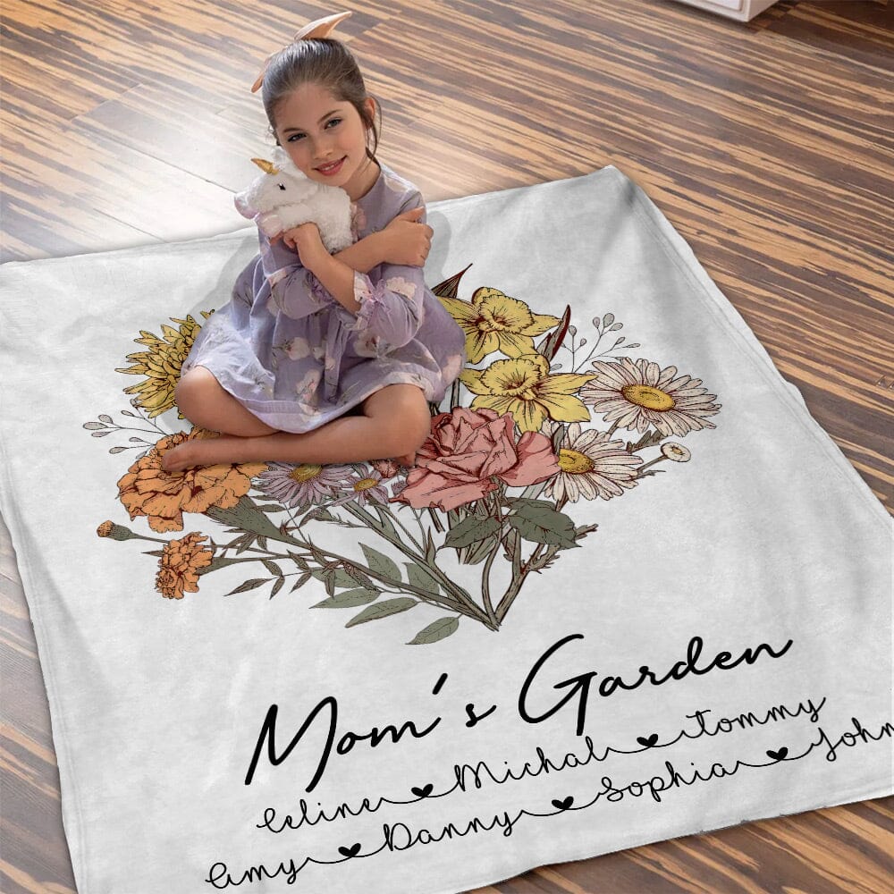 Grandma Mom's Garden Personalized Flower Fleece Blanket VTX27NOV23NY1 Fleece Blanket HumanCustom - Unique Personalized Gifts Made Just for You 