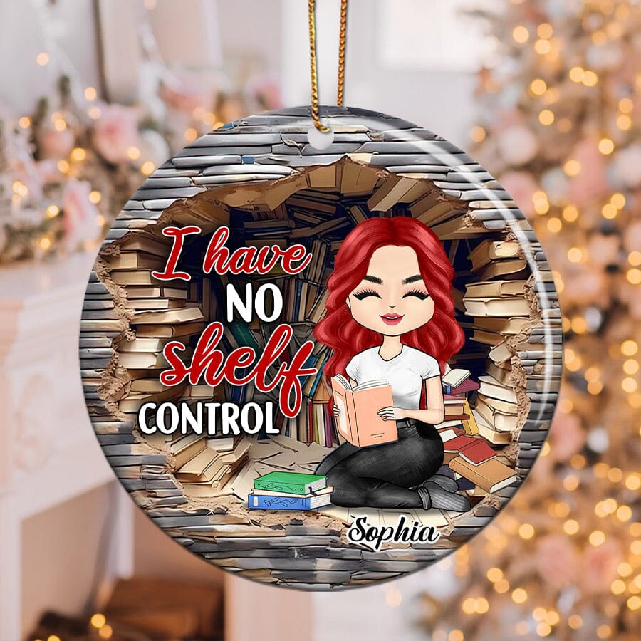 Just A Girl Who Loves Books Personalized Ceramic Ornament VTX30OCT23NY1 Circle Ceramic Ornament HumanCustom - Unique Personalized Gifts Made Just for You 