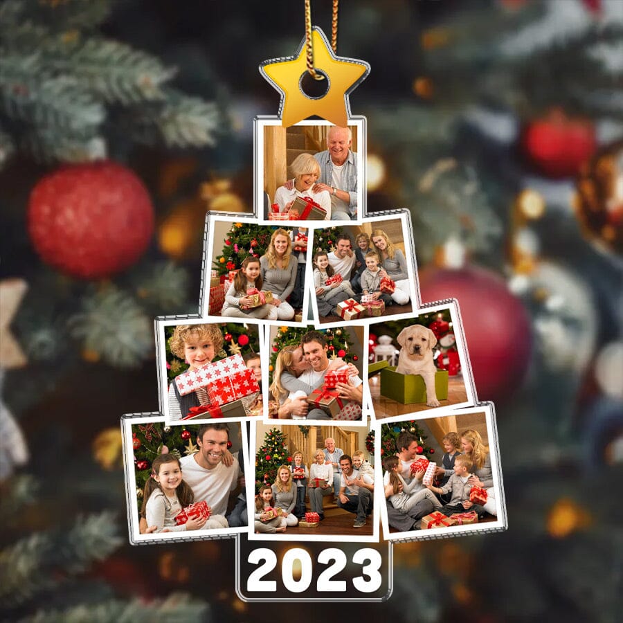 Christmas Upload Photo Family Pine Tree 2023 Personalized Ornament NVL04NOV23NY1 Acrylic Ornament HumanCustom - Unique Personalized Gifts Made Just for You 