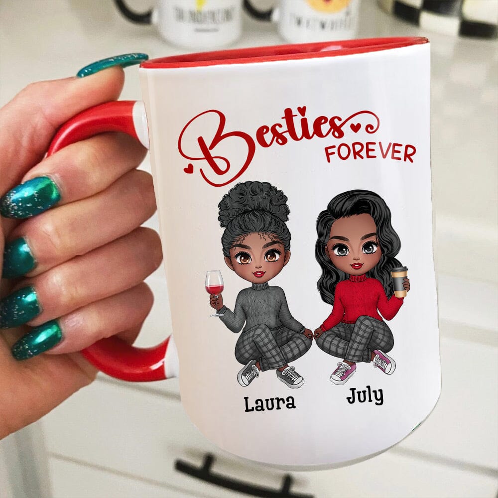 Pretty Doll Besties Sisters Forever Personalized Mug NVL20NOV23NY1 Accent Mug HumanCustom - Unique Personalized Gifts Made Just for You 