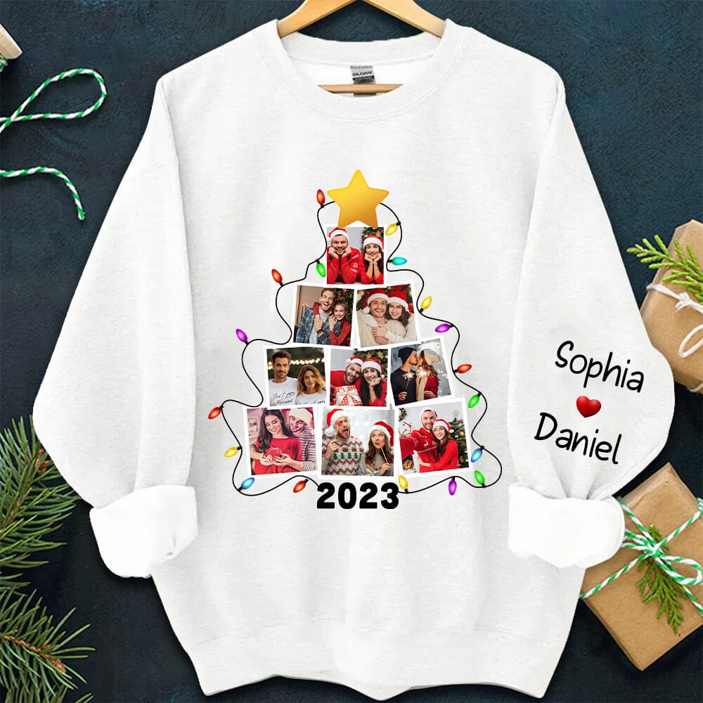 Photo Couple Christmas Tree Personalized Sweashirt NVL22NOV23NY3 2d sweatshirt HumanCustom - Unique Personalized Gifts Made Just for You 