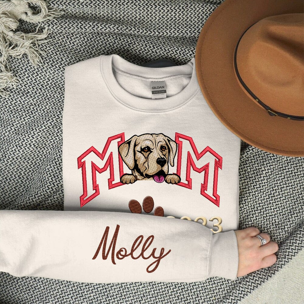 Dog Mom Digital Machine Embroidery Personalized Sweatshirt NVL23NOV23NY1 Embroidered Sweatshirt HumanCustom - Unique Personalized Gifts Made Just for You 