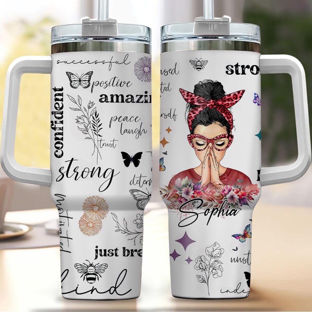 Positive Affirmations - Inspirational Butterfly 40oz Tumbler With Straw NVL01DEC23NY1 Tumbler With Straw HumanCustom - Unique Personalized Gifts Made Just for You 