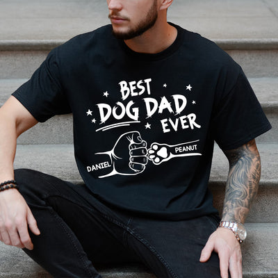 Best Dog Cat Dad Ever Hand Punch - Personalized T Shirt NVL07MAY24NY2