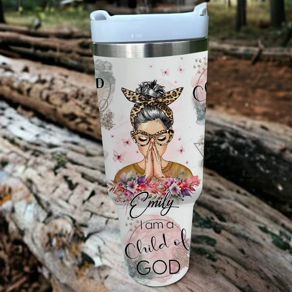 Pretty Woman Praying Bible Verse Personalized Tumbler with Straw NVL02DEC23NY2 Tumbler With Straw HumanCustom - Unique Personalized Gifts Made Just for You 40OZ 