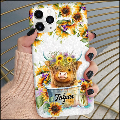 Sunflower Cow In Bucket, Love Cow Cattle Farm Personalized Phone Case NTN21JUN23NY2