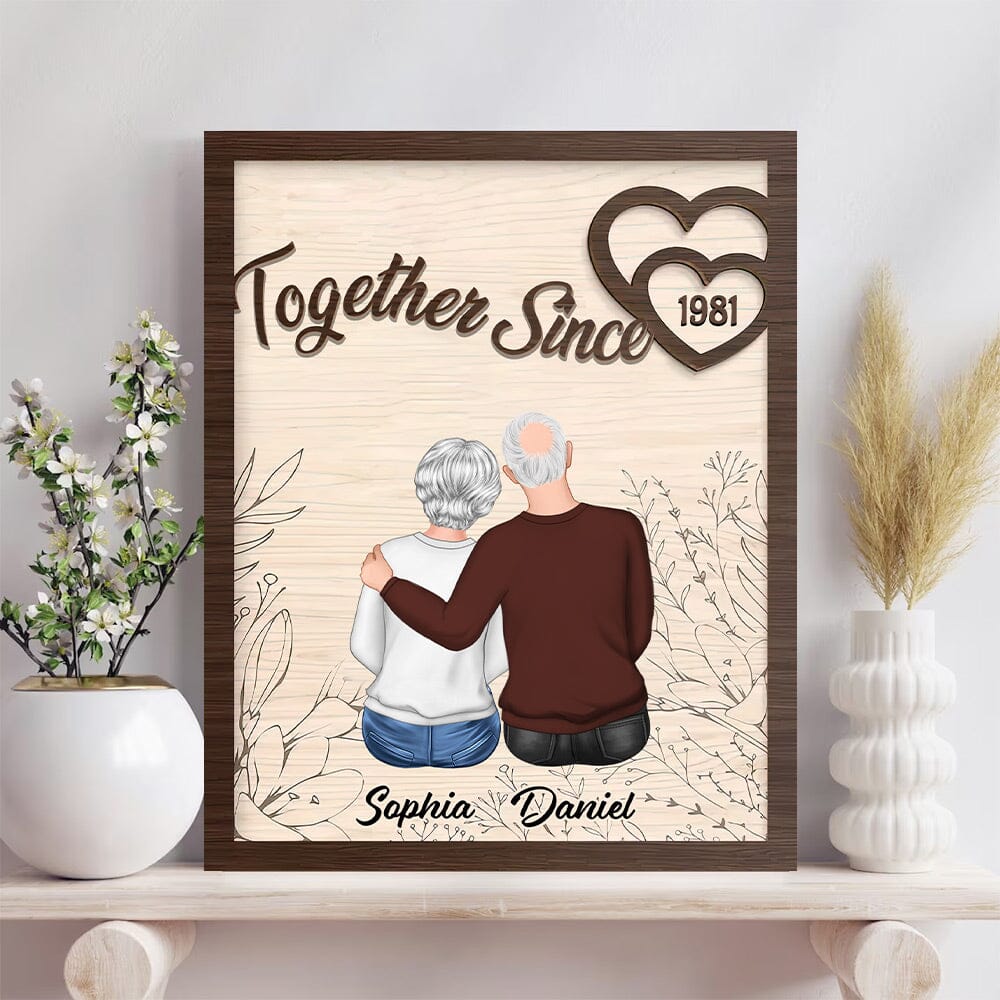 Personalized Couple Hugging Together Since 2 Layers Wooden Plaque NVL26DEC23NY1 Wood Plaque HumanCustom - Unique Personalized Gifts Made Just for You 