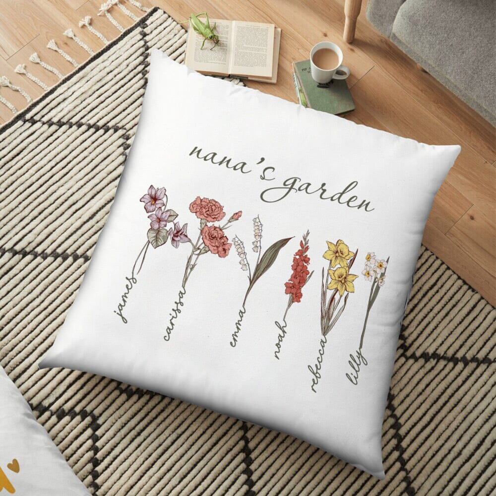 Grandma Mom's Garden Birth Month Flowers Personalized Pillow VTX04DEC23NY1 Pillow HumanCustom - Unique Personalized Gifts Made Just for You 