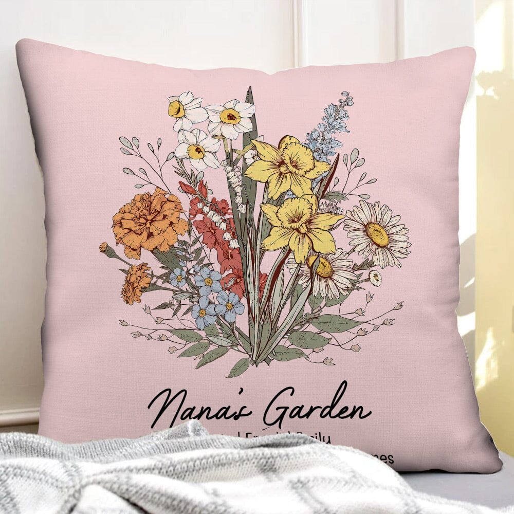 Birth Flower Family Bouquet Names Personalized Pillow NVL04DEC23NY3 Pillow HumanCustom - Unique Personalized Gifts Made Just for You 