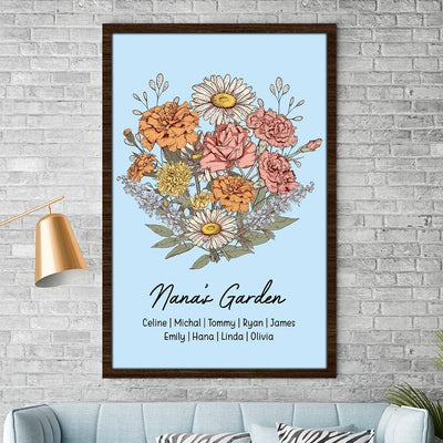 Birth Flower Family Bouquet Names Personalized Poster NVL04DEC23NY2 Poster HumanCustom - Unique Personalized Gifts Made Just for You