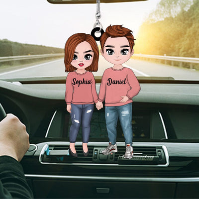 Personalized Doll Couple Holding Hands Gift For Husband, Wife Couple Car Ornament NVL17JUL23NY1 Car Ornament Humancustom - Unique Personalized Gifts