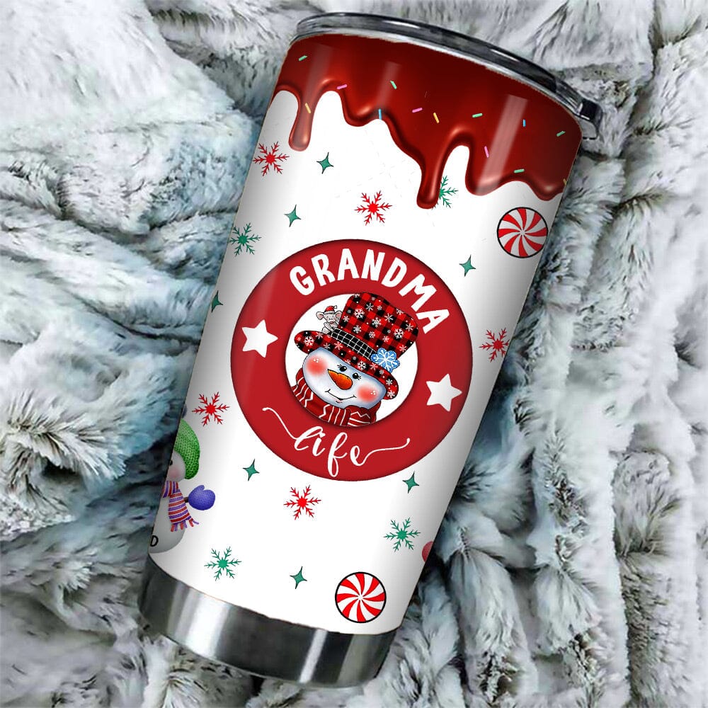 Christmas Grandma Snowman With Kids - Personalized Stainless Steel Tumbler - NTD01DEC23NY3 Stainless Steel Tumbler HumanCustom - Unique Personalized Gifts Made Just for You 