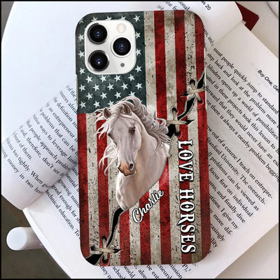 Love Horse Breeds American Flag Patriotic 4th of July Customized Phone Case LPL17MAY23NY1 Silicone Phone Case Humancustom - Unique Personalized Gifts