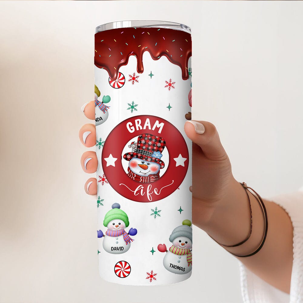 Christmas Grandma Snowman With Kids - Personalized Skinny Tumbler - NTD06DEC23NY2 Skinny Tumbler HumanCustom - Unique Personalized Gifts Made Just for You 