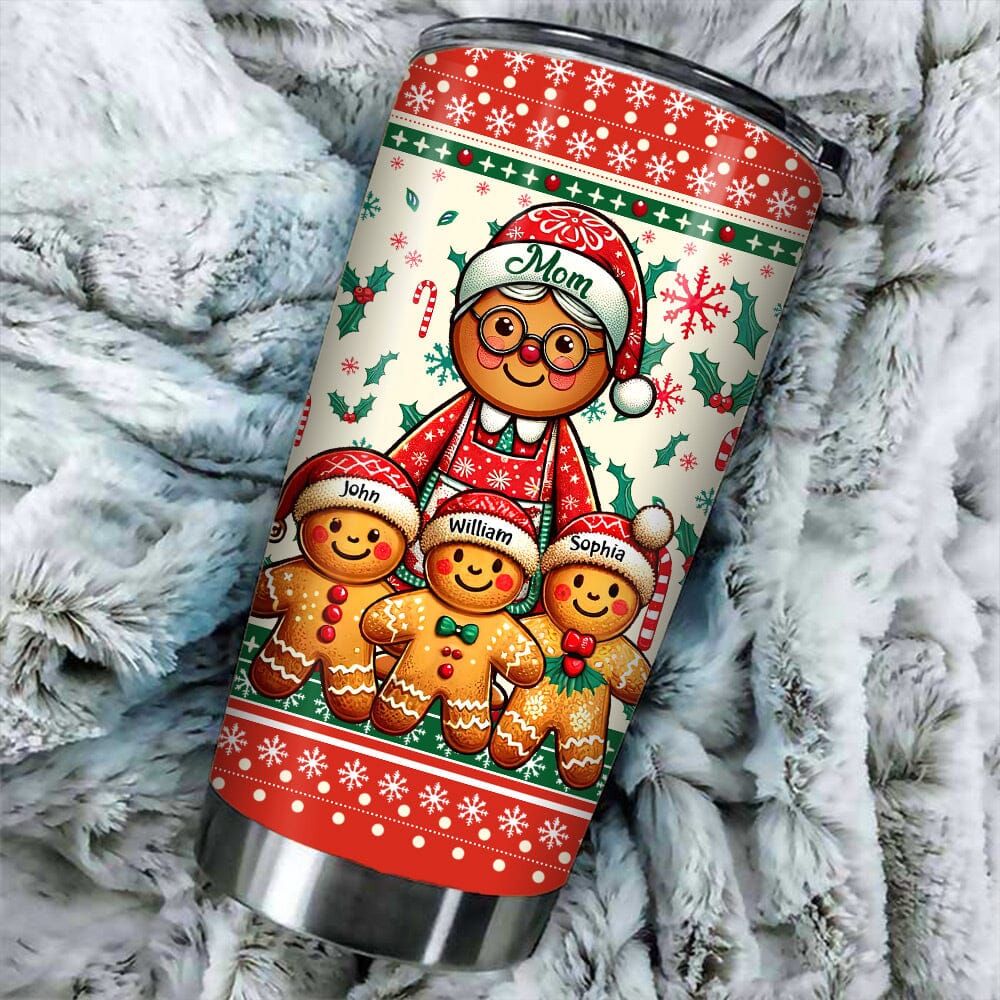 Personalized Christmas Stainless Steel Tumbler - Custom Grandma And Kids Gingerbread - NTD11DEC23NY1 Stainless Steel Tumbler HumanCustom - Unique Personalized Gifts Made Just for You 