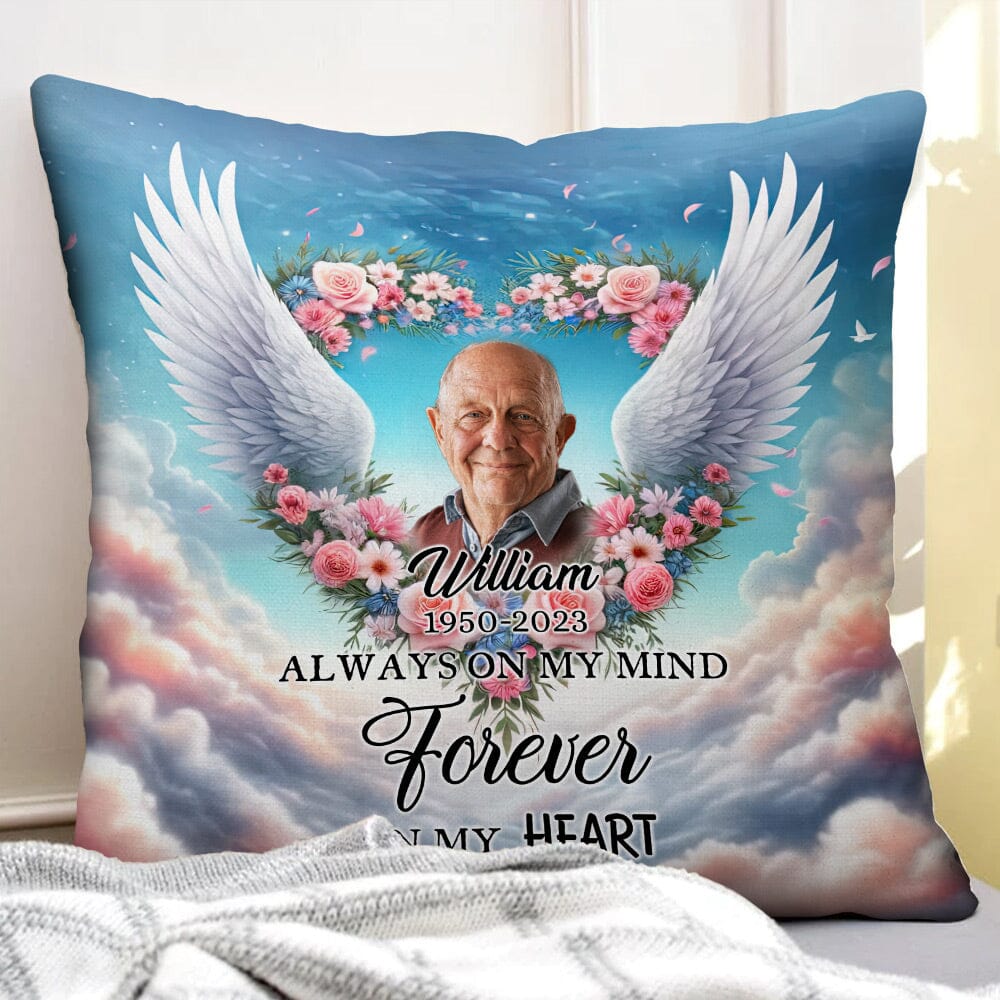 Custom Personalized Angel Wings Memorial Photo Pillow - Memorial Gift Idea for Family - A Big Piece Of My Heart Lives In Heaven - NTD13DEC23NY2 Pillow HumanCustom - Unique Personalized Gifts Made Just for You 