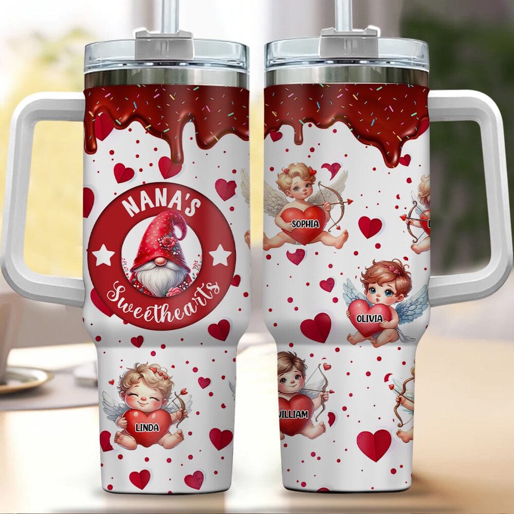 Grandma Gnome With Kids - Personalized Valentine 40oz Tumbler - NTD22DEC23NY1 Tumbler With Straw HumanCustom - Unique Personalized Gifts Made Just for You 