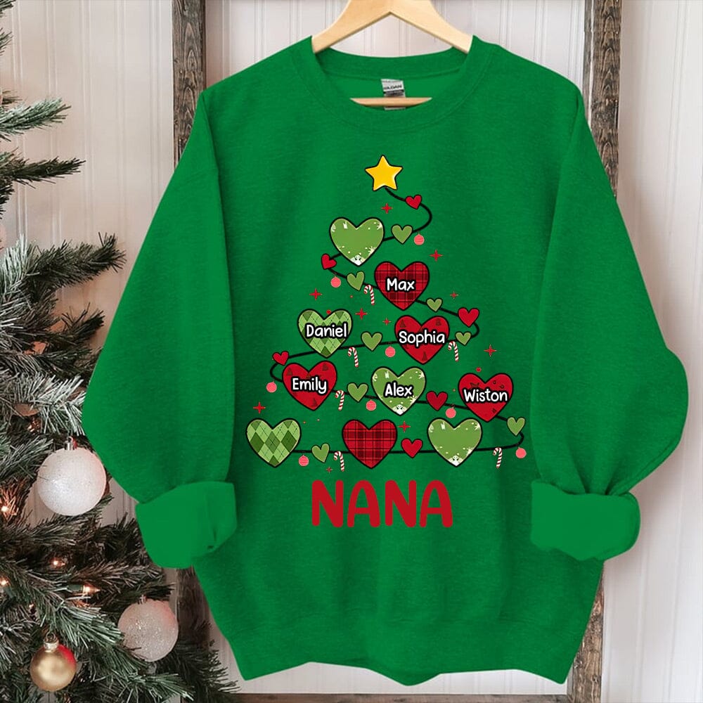 Christmas Sweet Heart Nana Mom Kid Tree Personalized Sweatshirt NVL19OCT23NY1 White Sweatshirt HumanCustom - Unique Personalized Gifts Made Just for You 