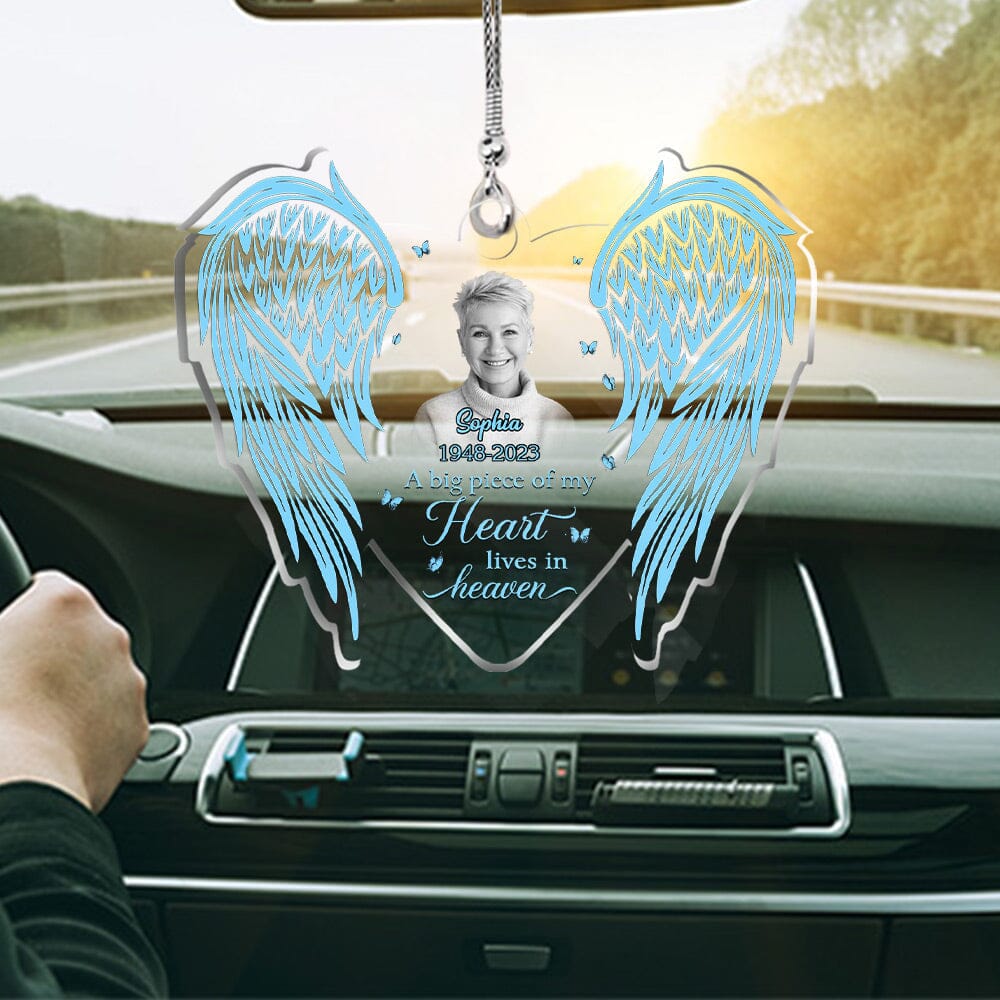 Personalized Memorial Car Ornament - A Big Peace Of My Heart lives in Heaven - NTD13OCT23NY1 Car Ornament HumanCustom New 