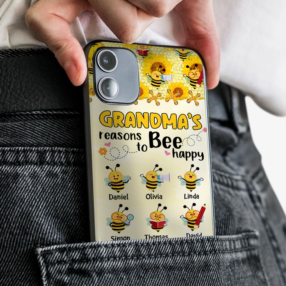Cute Sunflower Bee Kids, Mom Grandma's Reasons To Bee Happy Personalized Phone Case LPL20JUN24NY1