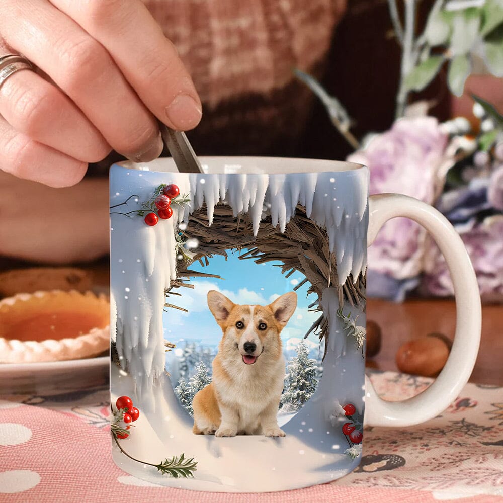 Custom Pet Photo 3D Winter Snowy - Personalized Mug - NTD09NOV11NY1 White Mug Edge HumanCustom - Unique Personalized Gifts Made Just for You 