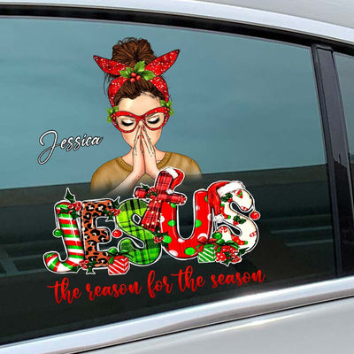 Praying Woman God Jesus The Reason For The Season Personalized Sticker Decal LPL16OCT23NY1 Decal HumanCustom - Unique Personalized Gifts Made Just for You