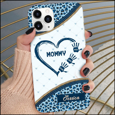 Personalized Grandma Mom Best Gift For Mother's Day Birthday Leopard Heart Seamless Phone case HLD23MAR23NY2 Silicone Phone Case Humancustom - Unique Personalized Gifts