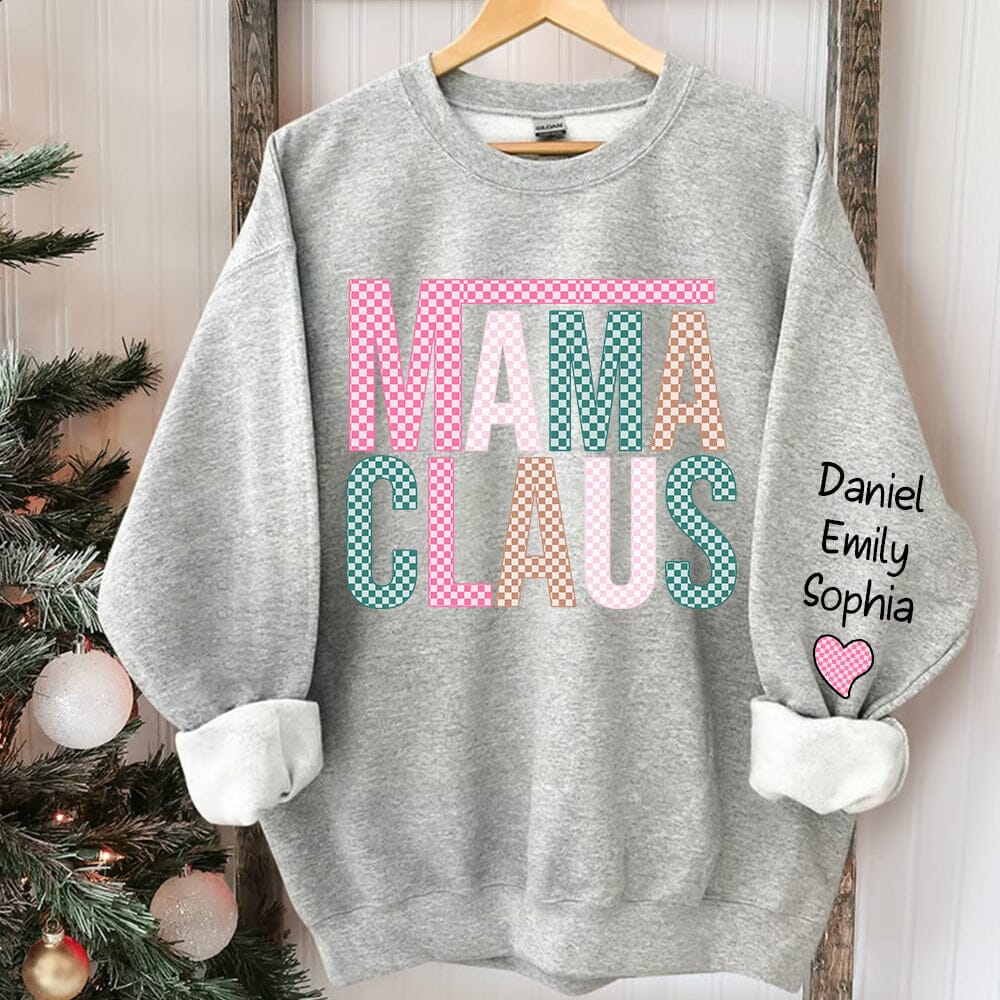 Mama Claus Christmas Personalized 2D Sweatshirt Sleeve Custom Gift For Grandma Mom VTX30OCT23NY2 White T-shirt and Hoodie HumanCustom - Unique Personalized Gifts Made Just for You 