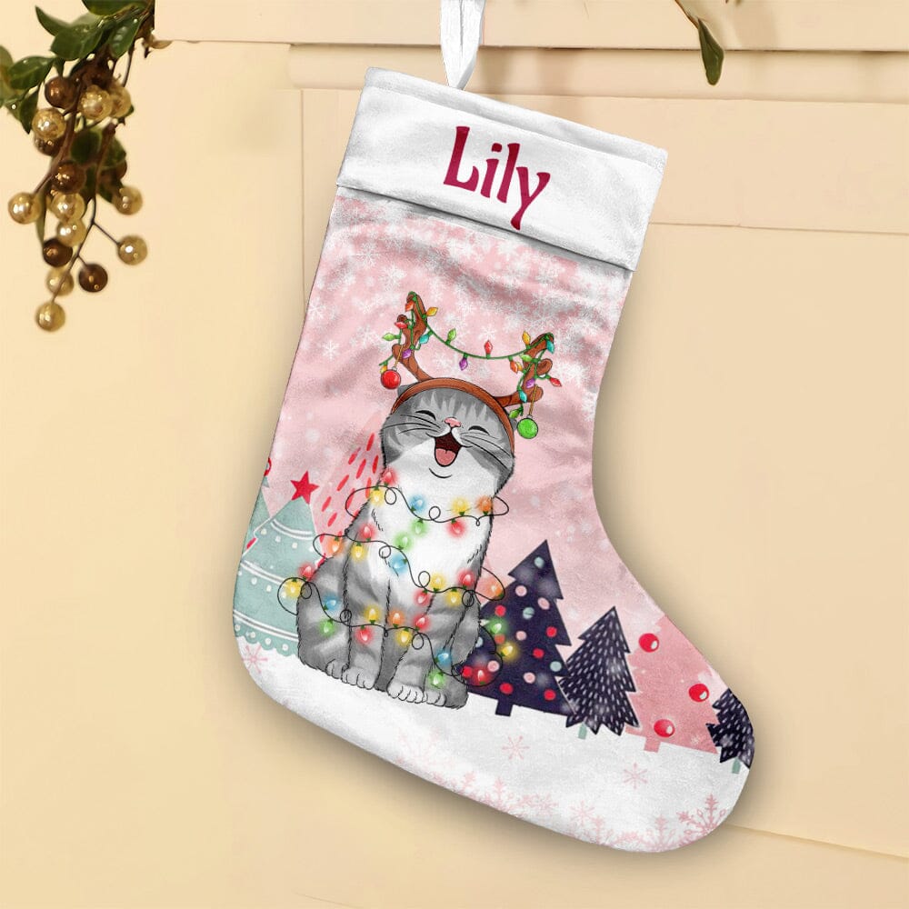 Cute Cat Kitten Pet Personalized Christmas Stocking HTN11OCT23NY1 Christmas Stocking HumanCustom New 