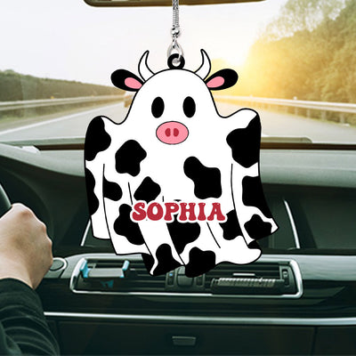 Funny Cow Ghost Cattle Farm, Love Cow Holstein Personalized Car Ornament LPL14JUL23NY2