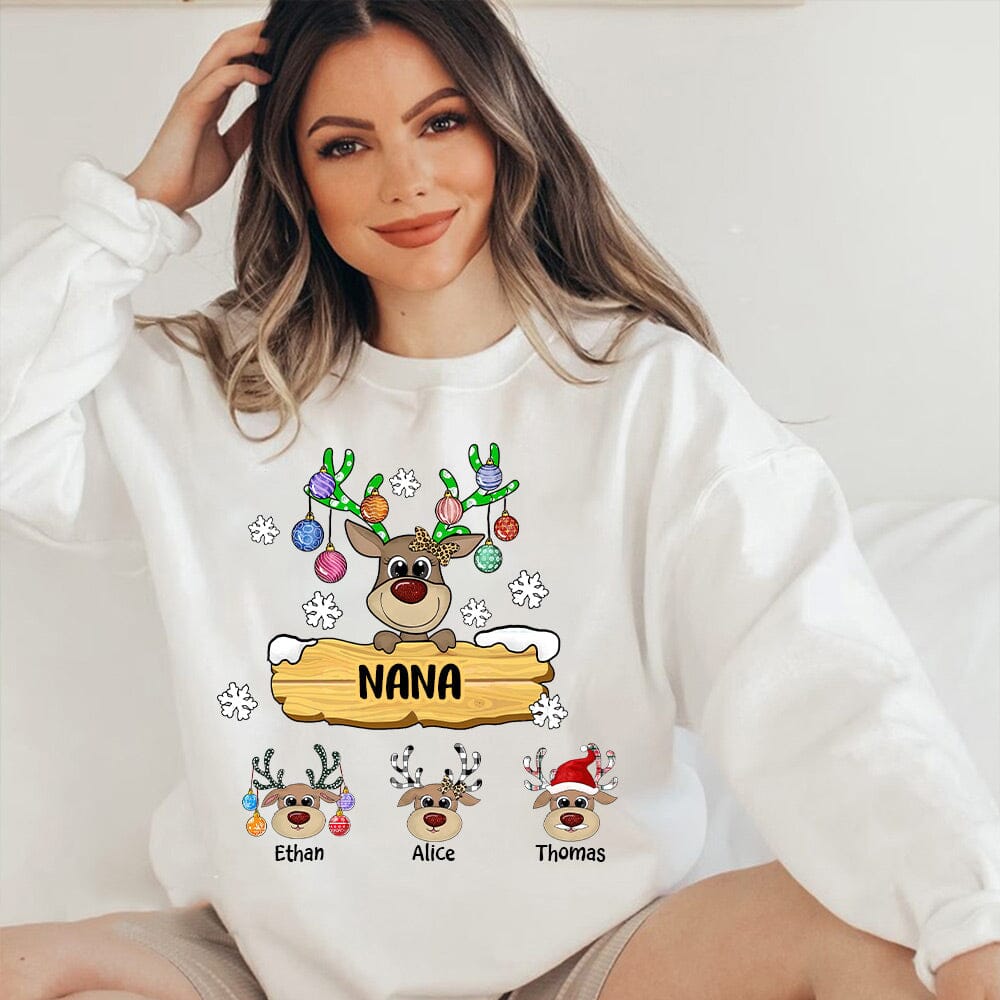 Grandma With Cute Little Reindeer Kids Christmas Personalized White Sweatshirt VTX03NOV23NY2 2d sweatshirt HumanCustom - Unique Personalized Gifts Made Just for You Sweatshirt White S