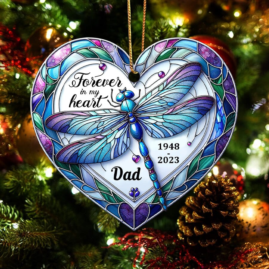 Forever In My Heart Memorial Dragonfly Personalized Acrylic Ornament VTX21OCT23NY1 Acrylic Ornament HumanCustom - Unique Personalized Gifts Made Just for You Pack 1 