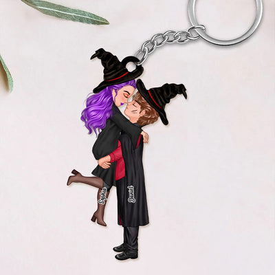 Halloween Couple Kissing and Hugging Personalized Keychain NVL17JUL23NY4