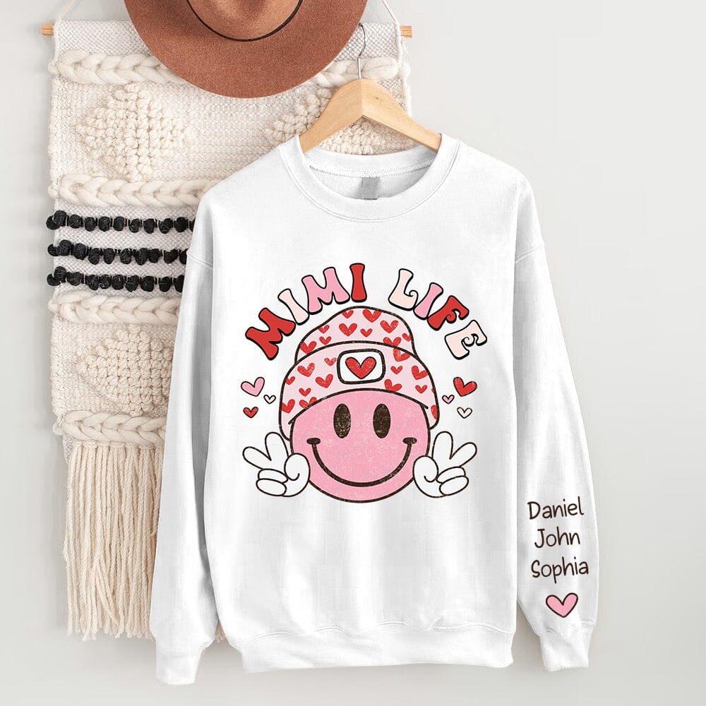 Valentine Smiley Face Grandma Nana Mom Life Personalized Sweatshirt NVL15DEC23NY1 2d sweatshirt HumanCustom - Unique Personalized Gifts Made Just for You 